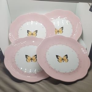 Lenox Butterfly Meadow Dessert Plate Set of 4 All Pink and Perfect No Flaws